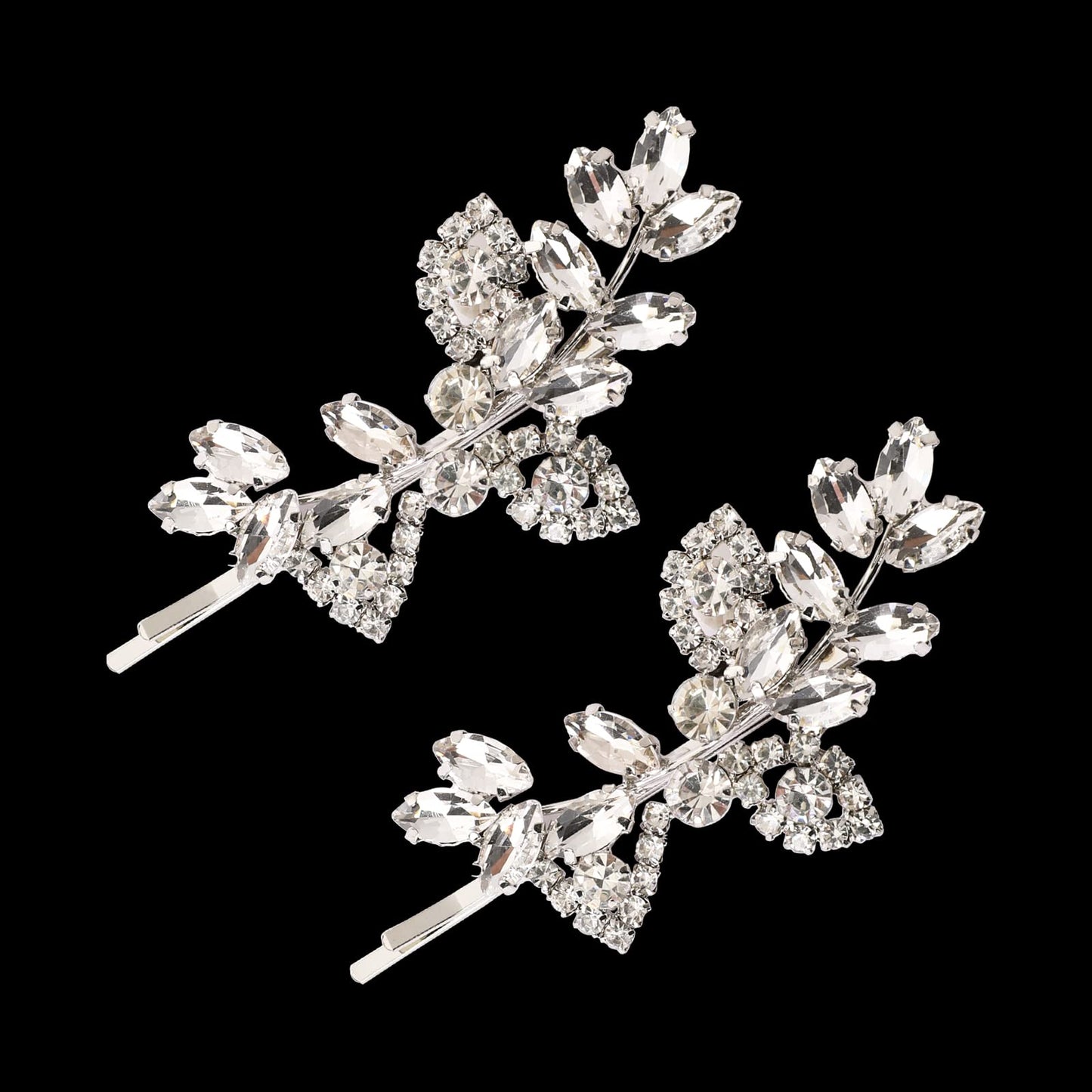 Shiny Crystal Hairpin,2Pcs Rhinestone Bridal Hair Clips Crystal Wedding Hairpin Bridal Pearl Crystal Hair Clips Silver Rhinestone Barrettes Elegant Bridal Hair Accessories