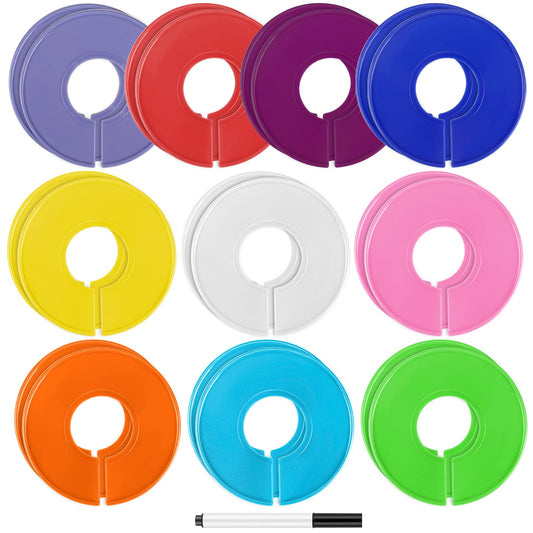 20PCS Closet Dividers for Hanging Clothes, Color Hanger Tags Plastic Round Closet Labels Reusable Wardrobe Hanger Separator Commercial Clothing Racks Size Dividers,Clothing Shop Supplies
