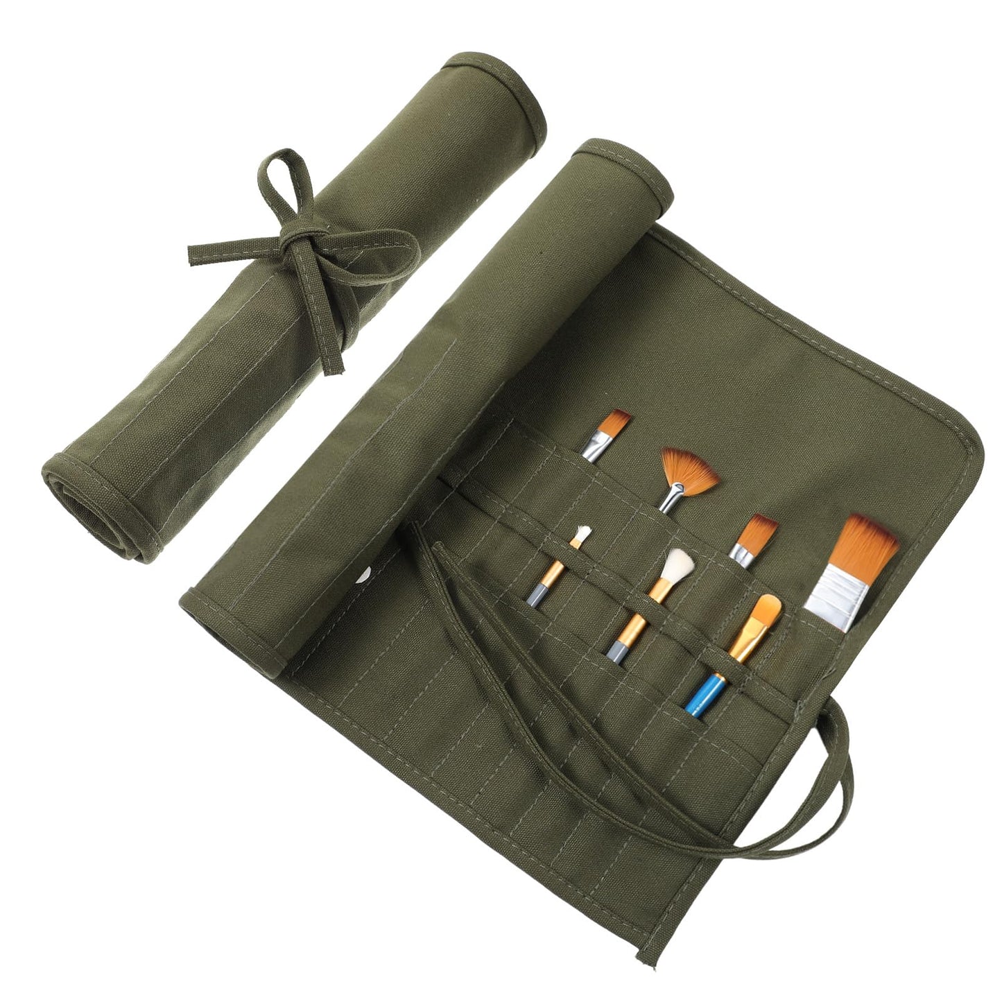 Xelsluthe Brush Holder, 30 Slots Pen Roll Canvas Brush Organiser Holder, Artist Painting Brush Storage Case Roll Brush Bag Canvas Bag for Acrylic Oil Watercolour Gouache Art Supplies