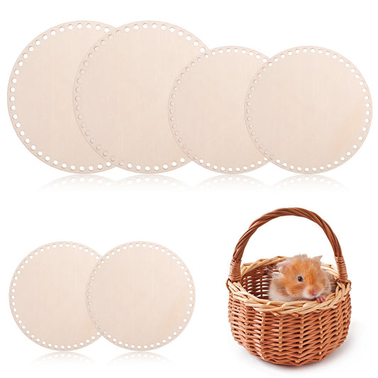 Crochet Basket Base, 6 Pieces Natural Wooden Basket 3 Sizes Round Wood Base Bottom Knitting Wooden Base for DIY Crafts Weaving Basket Making Supplies