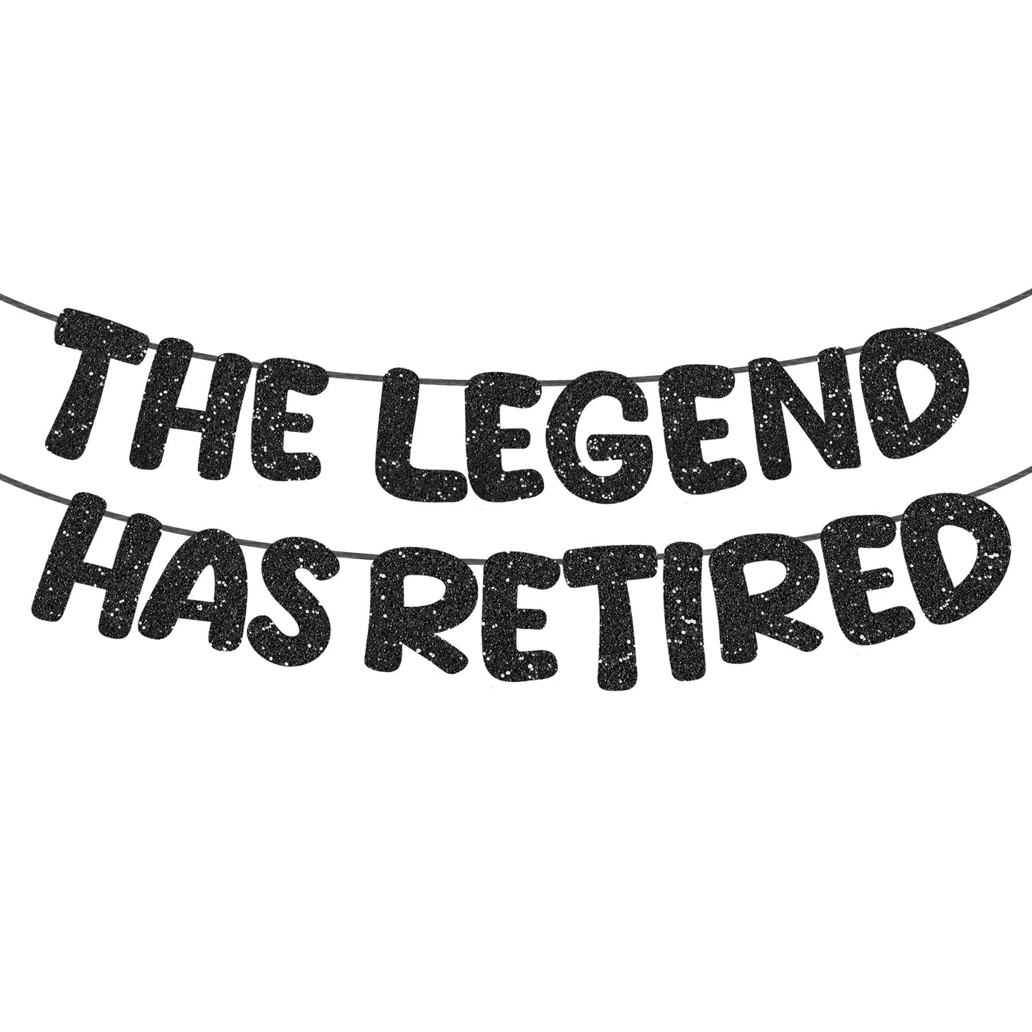 The Legend Has Retired Banner 9.8ft Black Pre-Strung Glitter Happy Retirement Banner Retirement Party Decorations Garland Bunting for DIY Gifts Men Women