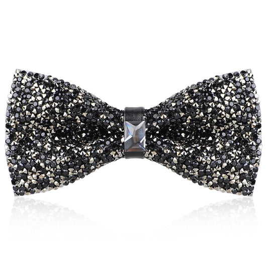 Vin Beauty Black Rhinestone Bowtie, Sequin Bowtie for Men Bowtie with Adjustable Pre-tied Bowtie for Men Shiny Bowtie Sequin Bow Tie for Festival Costume Christmas Party (Black)