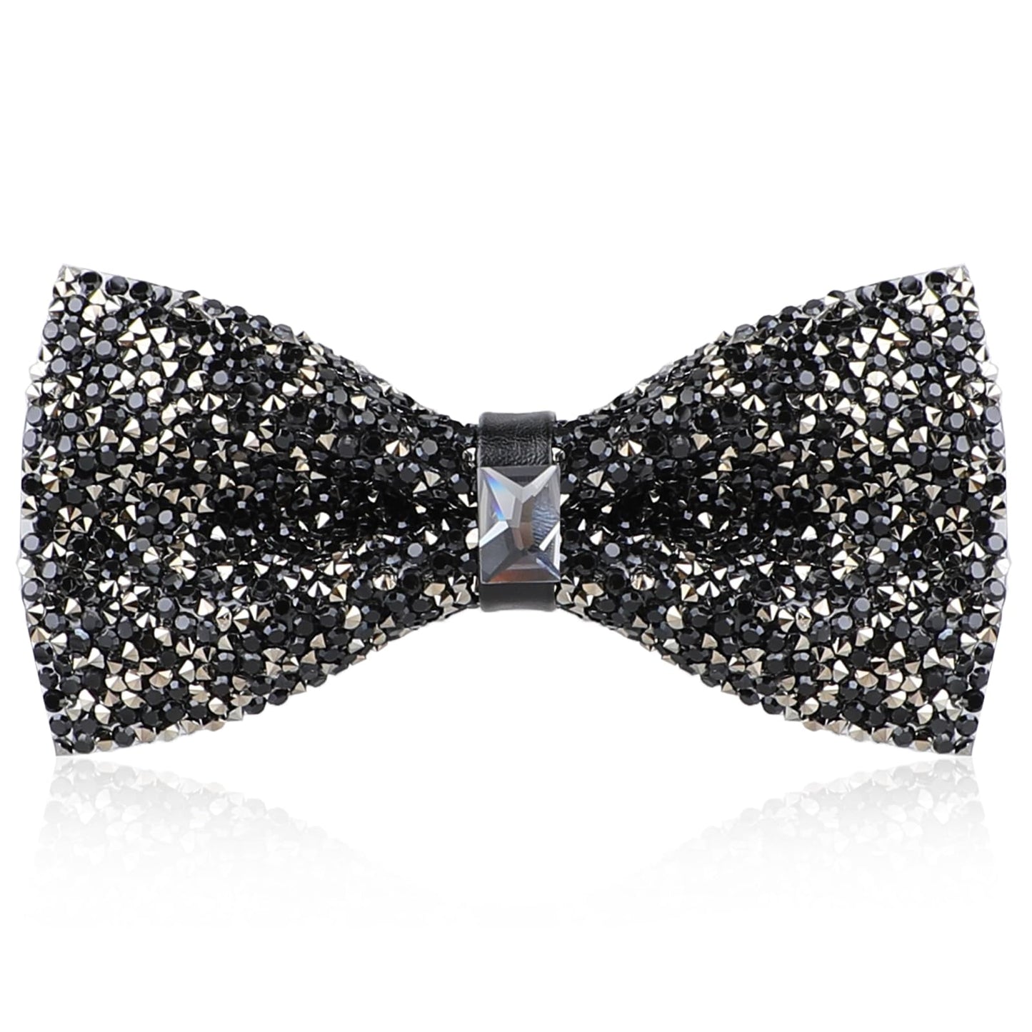 Vin Beauty Black Rhinestone Bowtie, Sequin Bowtie for Men Bowtie with Adjustable Pre-tied Bowtie for Men Shiny Bowtie Sequin Bow Tie for Festival Costume Christmas Party (Black)