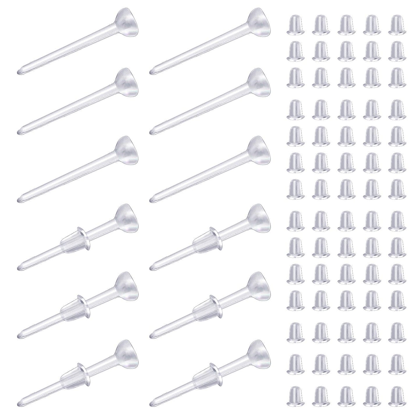 200 Pairs Clear Earrings Invisible Plastic Earrings, Plastic Earrings Earring Backs, Clear Blank Pins Stud, Tiny Clear Stud Earrings, 200 Pcs Earring Back and 200 Pcs Tiny Plastic Earrings