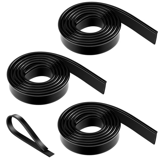 3 Rolls Squeegee Replacement Rubber Blades, 41 Inch Silicone Squeegee Rubber Replacement Squeegee Blade Black Squeegee Scrubber Squeegee Refill Blades Head for Glass Cleaning, Windows, Shower Doors