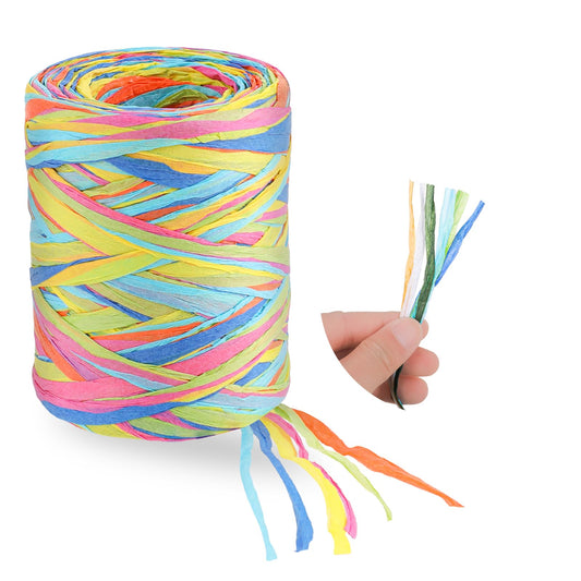 Multicolor Ribbon Raffia Paper, 6 Colors Packing Paper String, 262 Feet Colored Paper String Raffia Ribbon for Gift Wrapping, Wrapping Ribbons for Gift Party Decor DIY Craft Decoration(Color C)