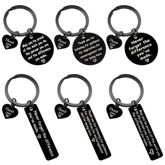Mozeat Lens 6 Pieces Thank You Keyring Inspirational Keyring Thank You Gift May You Be Proud of the Work You Do Keychain for Teacher Counselor Doctor Nurse Social Worker