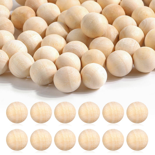 100 Pcs Unfinished Natural Wood Balls for Crafting Wooden Round Ball 1/2" (12mm) No Hole Wooden Loose Beads Balls Spheres Snall Round Craft Balls for DIY Projects Craft Balls