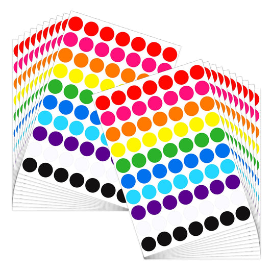 Sticky Labels Coloured, 3500 Pack 20mm Coloured Dot Stickers Sticky Labels, Sticky Labels, Round Stickers Labels, Dot Stickers Assorted Colours for Scrapbook, Price Tags, Calendar Tags