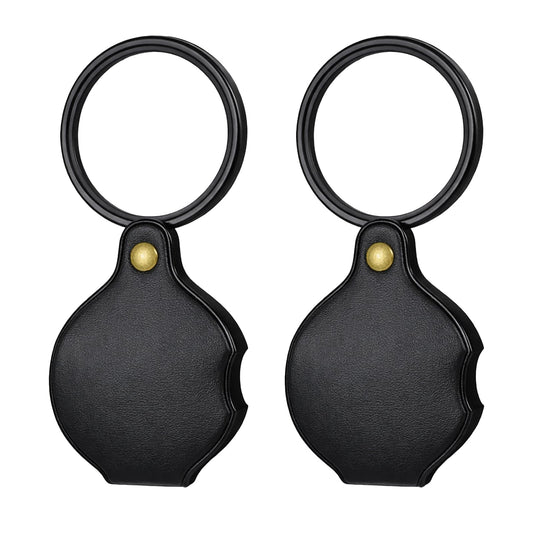 20X Pocket Magnifier, 2PCS Small Pocket Magnifying Glass Rotating Folding Portable Mini Magnifying Glass for Seniors Reading, Jewelry, Inspection (Black)