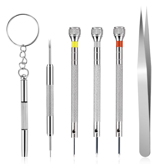 6PCS Precision Screwdriver Set 0.8-1.4mm Micro Precision Watchmaker Screwdriver Professional Screwdriver Kit Watch Repair Screwdriver with Tweezer for Eyeglasses Jewelry Repair