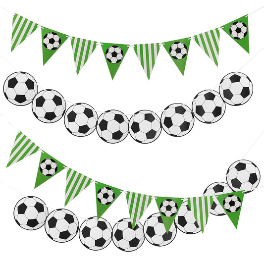 4 Pieces Football Flags Bunting Banners Soccer Banner Football Party Decorations Football Flags Bunting Banners Paper Garland for World Cup Party Sports Theme Birthday Supplies