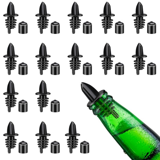 30 PCS Plastic Liquor Bottle Pourers Black Classic Bottle Pourers with Sealed Dust Caps Freeflow Pourer Tapered Spout Bottle Pourers for Spirits Pourers Pours Liquid Olive Oil Wine Vinegar