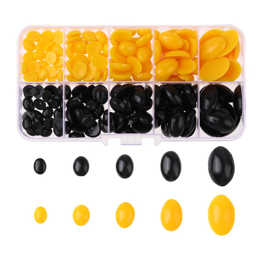 Mozeat Lens 180PCS Amigurumi Eyes 5 Sizes Nose Cabochons Plastic Oval Crochet Eyes Yellow Black Button Eyes and Noses for Amigurumi Stuffed Animals Bear DIY Making