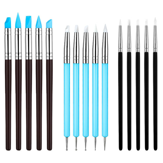 15PCS Silicone Clay Sculpting Tool, Modeling Dotting Tool, Silicone Sculpting Tools for DIY Art, Pottery, Nails, Painting