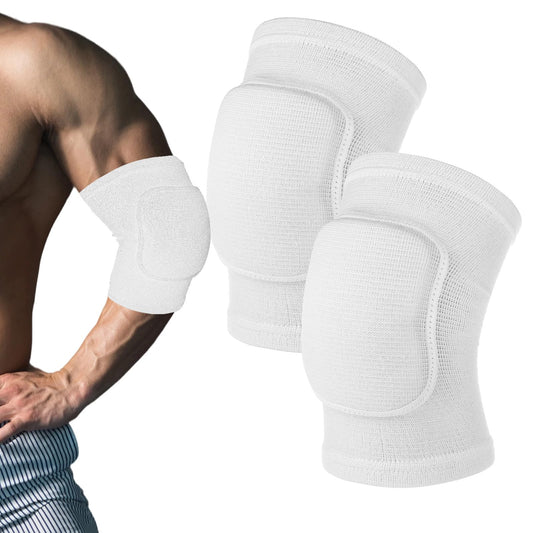 1 Pair Tandem Volleyball Elbow Pads Arm Brace-Pads Elbow-Protector Strap for Kids, Men, and Women - Fitness Arm Knee Protector Elbow Pads for Volleyball (White)