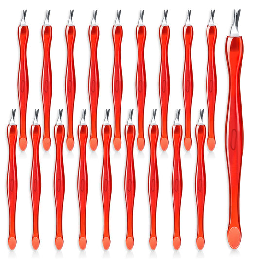 30Pcs Cuticle Fork for Nails Nail Stainless Steel Dead Skin Callus Removal Fork with Plastic Handle V-Shaped Fork Manicure Pedicure Cleaner Care Tools for Home and Nail Shop