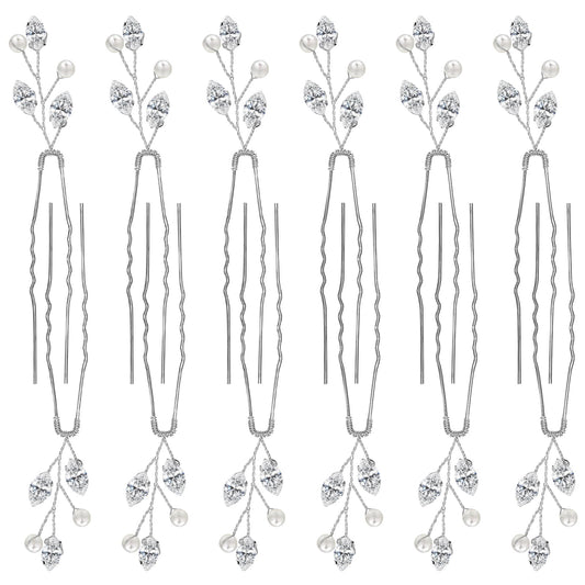12 Pcs Bridal Hair Pins Crystal Hair Accessories for Wedding Party Bridal Hair Accessories for Flower Girls Silver Hair Pins for Many Special Occasion Bling Hair Pins for Prom