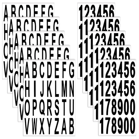 10 Sheet Black Waterproof Address Sign Mailbox Numbers Letters Stickers Stick on Vinyl Alphabet Number Decals Sticky for Home Car Window Door Truck Outside Signs(3 x 1 Inch, 3 x 1.2 Inch)