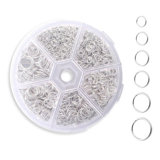 1000Pcs Jump Rings for Jewelry Making Silver Open Rings Jewelry Repair Rings Metal Jewelry DIY Findings for Necklace Earrings Bracelets 4mm 5mm 6mm 8mm 9mm 10mm
