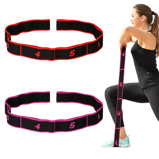 2Pack Yoga Elastic Bands Stretch Resistance Band, Stretch Out Straps with Loops Flex Strap, Elastic Bands for Flexibility Yoga, Pilates, Dance, Exercise Gymnastics, Leg Stretching Strap