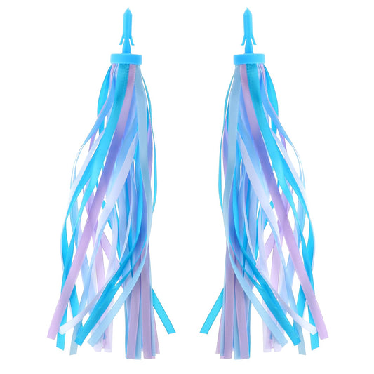 1 Pair Kid's Bike Streamers Bicycle Handlebar Streamers 2 Pcs Colorful Bicycle Handlebar Grips Tassel Ribbons for Girls Boys(Blue)