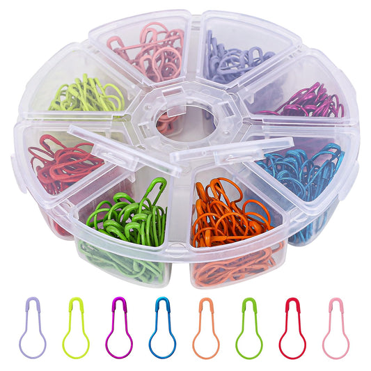 Metal Bulb Safety Pins, 320 PCS Colorful Small Crochet Pins Clothing Tag Pins Calabash Crochet Stitch Markers for Sewing Clothing DIY Craft Making with Storage Box (8 Colors)