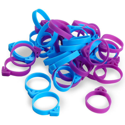 40 Pcs Reusable Piping Bag Ties Silicone Cake Decorating Bag Ties Pastry Bag Ties Reusable Baking Pastry Bag Ties Icing Bag Ties for Pastry Baking Cookies and Cupcakes(Purple, Blue)