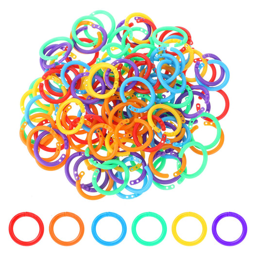 120 Pcs Plastic Loose-Leaf Ring Multi-Color Notebook Binder Rings 28mm Colorful Loose Leaf Hoop Ring Clips for Keychain, Scrapbook, Index Cards, Book, Accessories and Document Stack, 6 Colors