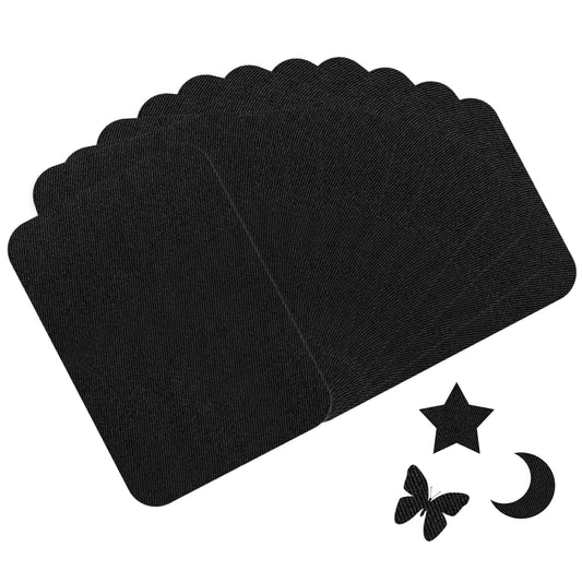 12 Pcs Iron-on Patches Premium Quality Fabric Repair Patches Large Iron On Patches for Clothes Inside & Outside 4.9 x 3.7in Strongest Glue Patches for Clothing Mending and Decorating (Black)