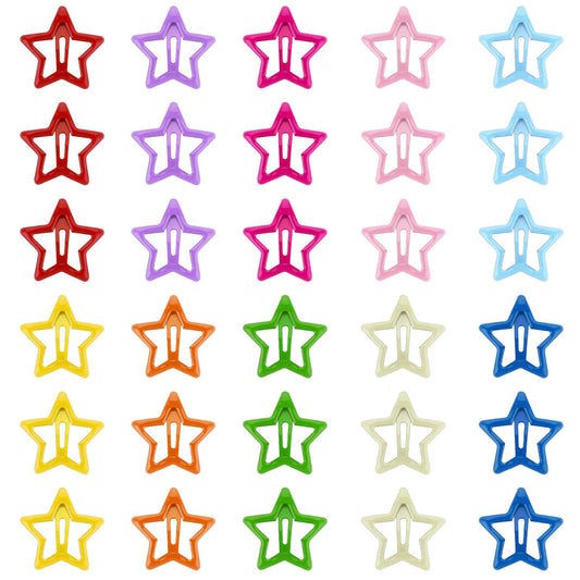 30 Pcs Star Clips Hair Clips Non-Slip Star Hair Accessories Star Barrettes for Girls Cute Hairpins Colorful Snap Hair Barrettes Kawaii Hair Clips for Women Girls