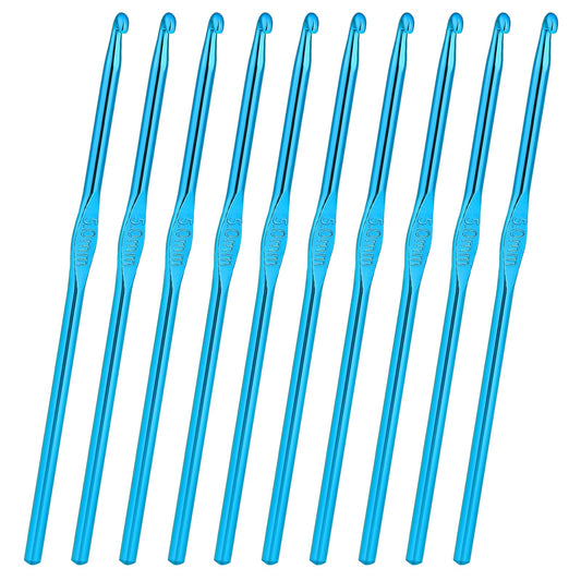 10Pcs 5mm Aluminum Crochet Hook, Knitting Needles Craft Yarn, Crochet Hook for DIY Craft, Gold Crochet Needles for Knitting Scarf(Blue)