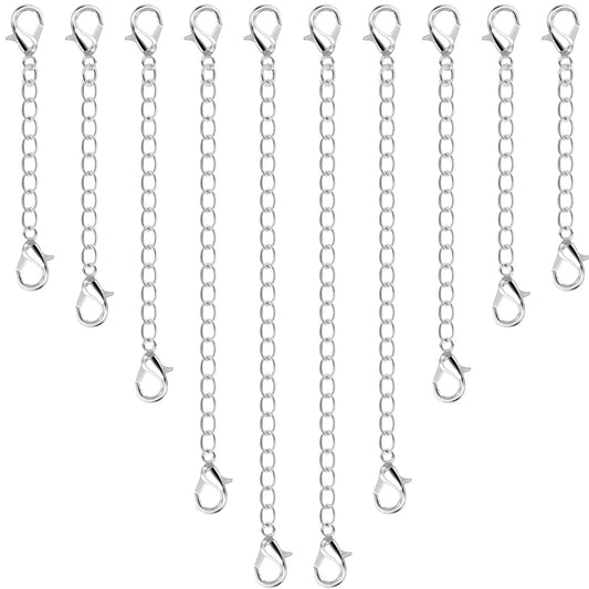 Mozeat Lens 10 Pcs Necklace Extension Chains Jewelry Extenders Chain 5 Sizes Silver Extender Chain for Necklace Bracelet Anklet Jewelry Making Women Men