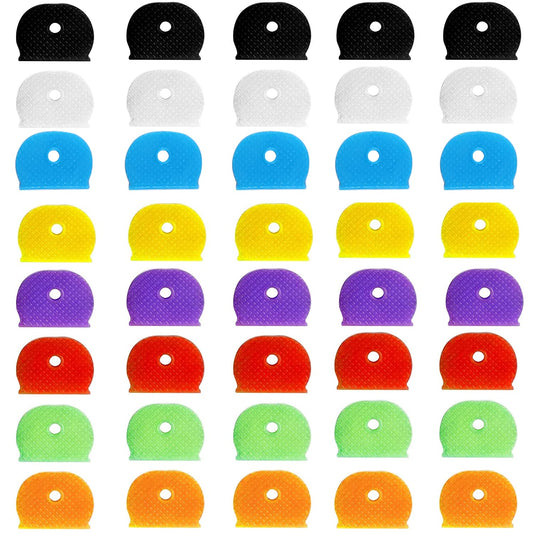 40Pcs Key Covers Caps, Key Identifiers Tag Covers Set Flexible Key Colour Covers Caps Square Key Covers Cap Label for Easy Identifying Standard Flat House Door Keys