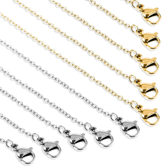 20 Pack Necklace Chains Bulk, 1,5mm Gold and Silver Plated DIY Cable Link Chains for DIY Jewelry Making 18 Inches