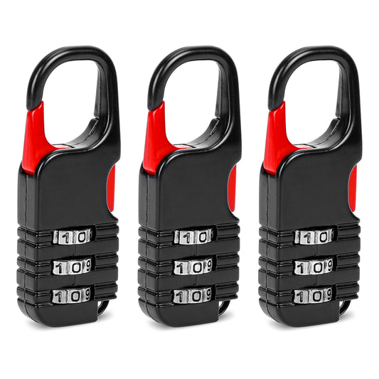 3 Pcs Mini Padlock 3 Digits Combinations Padlock Safe Combination Padlocks for Luggage Suitcases Diary Backpack Zipper (Black)