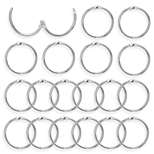 20Pcs Metal Book Ring 25mm / 1 inch Binder Rings Loose Leaf Binder Rings Small Book Rings for Flash Cards, Treasury Tags, Cue Cards, School, Office, Home