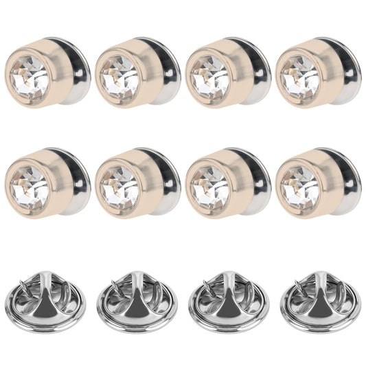 8 PCS Mini No Sew Crystal Buttons Anti-Exposure Fixed Pins Removable and Reusable, Rhinestone Buttons for Shirts, Skirts, Jeans(Clear,10mm)