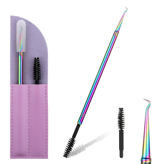 2 in 1 Lash Lift Tool, Stainless Steel Lash Lift and Tint Kit Eyelash Lift Perm Tool Professional Eyelash Separator Tool with Lash Comb for Eyelash Eyebrow Perming Tinting Curling Extensions, Colorful