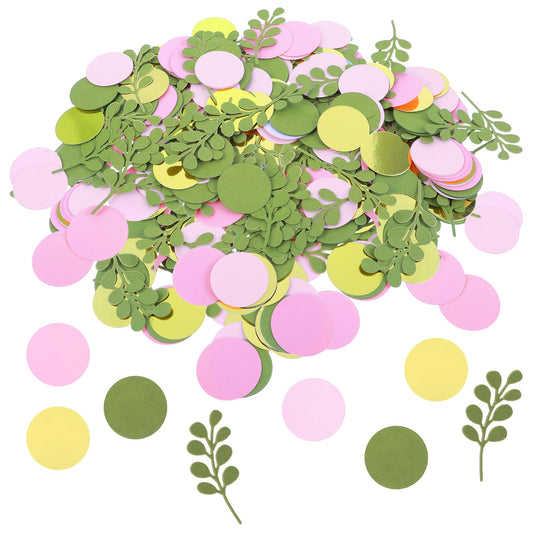 300 Pcs Greenery Sage Pink Gold Eucalyptus Dots Table Confetti Round Scatter Paper Confetti Bridal Shower Decorations for Birthday Wedding Holiday Gender Reveal Floral Boho Theme Party Supplies