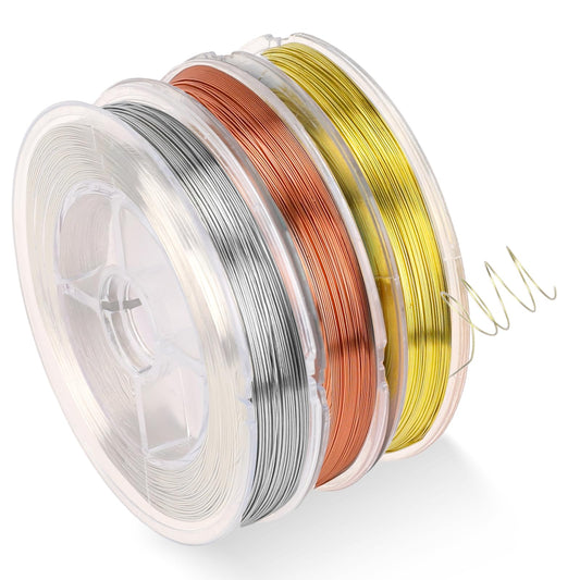 3 Rolls Craft Wire for Jewellery Making 0.3mm x 50m Copper Wire Metal Beading Wire Kit Floral Wire Decoration Wire for Modelling Sculpture DIY Crafts