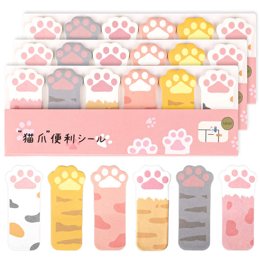 360 Sheets Cute Animals Sticker Bookmarks Cute Sticky Notes Cat Sticky Notes Cat Paw Memo 3 Packs Cartoon Animal Notes Sticky Notes Tabs Cat Self-Stick Memo Pads Index Bookmark Marker Pad for Office