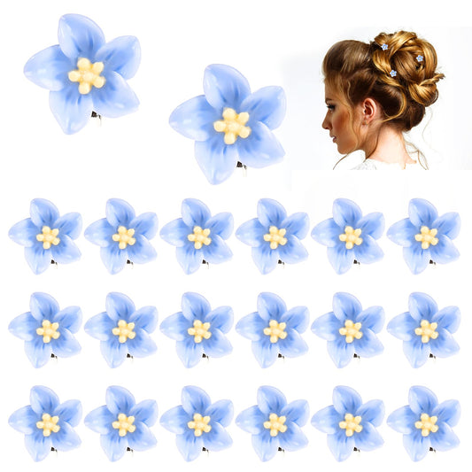 Mini Flower Hair Clip Small Flower Hair Clips, Tiny Claw Clips, 20Pcs Blue Flower Hair Pins, Hair Pins for Women Girls, Hair Barrettes Hair Accessories for Women Tiny Mini Claw Clips Flower Clips