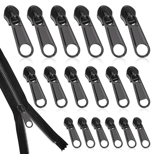 18 pcs Zip Puller Replacement, Zip Repair Kit Black Zipper Pull Replacement Zipper Slider Replacements 3 Sizes Metal Zip Pull Removable Metal Zip Pulls Replacement for Wallet Suitcases Luggage
