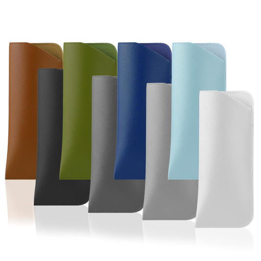 KALIONE 8 Pack Soft Glasses Cases for Women, Reading Glasses Sunglasses Pouch, Portable Eyeglasses Case Travel PU Leather Eyeglasses Case Reading Glasses Pocket Pouch for Men