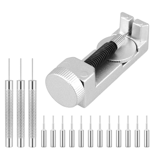 Mozeat Lens Watch Band Link Removal Tool Kit with 12pcs Replacement Pins and 3pcs Pin Punches, Link Pin Removal for Watch Strap Adjustment & Watch Bracelet Pin Removal