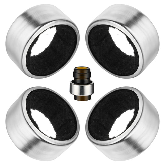 4PCS Wine Drip Collars,Wine Collar Drip Rings Stainless Steel Wine Bottle Drip Collar Simple Wine Drop Stoppers with Velvet Felts Clever Dripper Guard Holder Tools Bar Kitchen Gadgets Wine Accessories