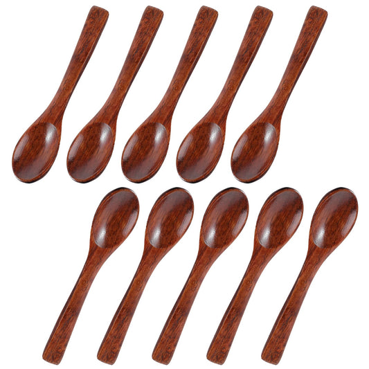 10 PCS Small Wooden Spoons Handmade Wooden Spoon Mini Wooden Spoons Small Spoons for Condiments Honey Spoon, 4 Inch Spice Spoons Mini Wooden Spoons for Coffee Tea Honey Dessert
