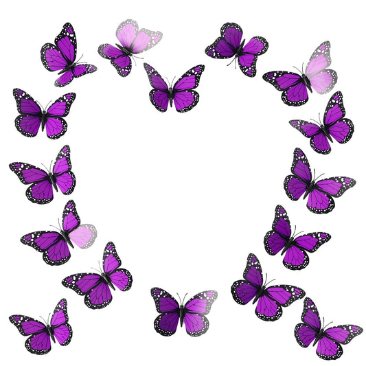 3D Artificial Monarch Butterfly Decorations Lightweight Monarch Butterflies Beautiful Fake Monarch Butterfly Wall Decal Crafts for Wall Door Refrigerator for Christmas Party Birthday 24 Pcs