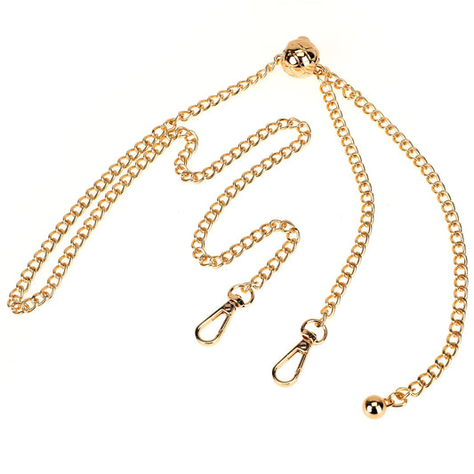 Adjustable Thin Purse Chain Strap -47.2 Inch Replacement Straps for Handbags Metal Crossbody Bag Flat Chain Replacement Shoulder Bag Chain Handbag Gold Wallet Chain Strap with Bead Adjuster